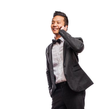 Asya işadamı cep telefonunuzda konuşuyor