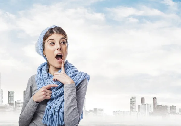 Pretty girl with surprised gesture — Stock Photo, Image