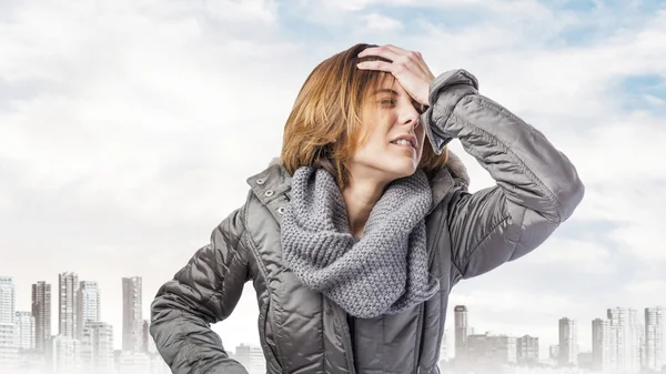 Pretty young woman with worried gesture — Stock Photo, Image