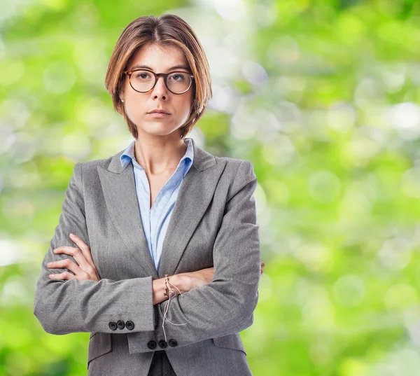 Executive young woman with serious gesture — Stock Photo, Image