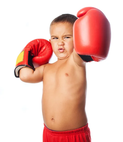 Niño pequeño con guantes de boxeador — Foto de Stock
