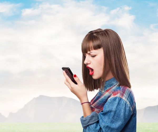 Young girl talking on mobile phone — Stock Photo, Image