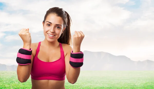 Young girl ready to do fitness — Stock Photo, Image