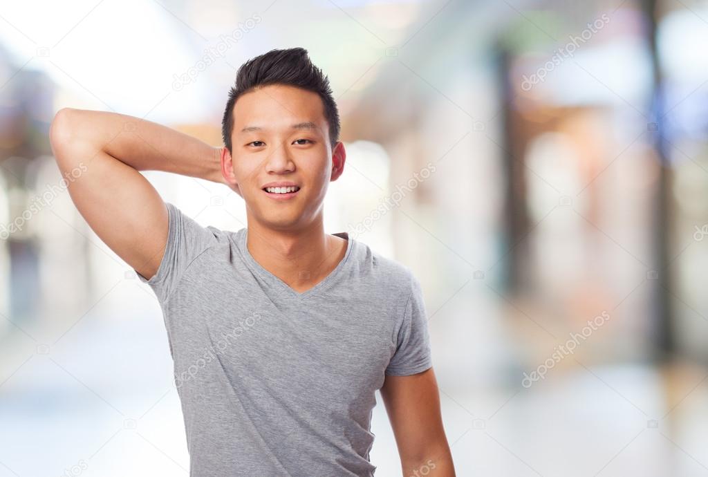 Beautiful asian man posing