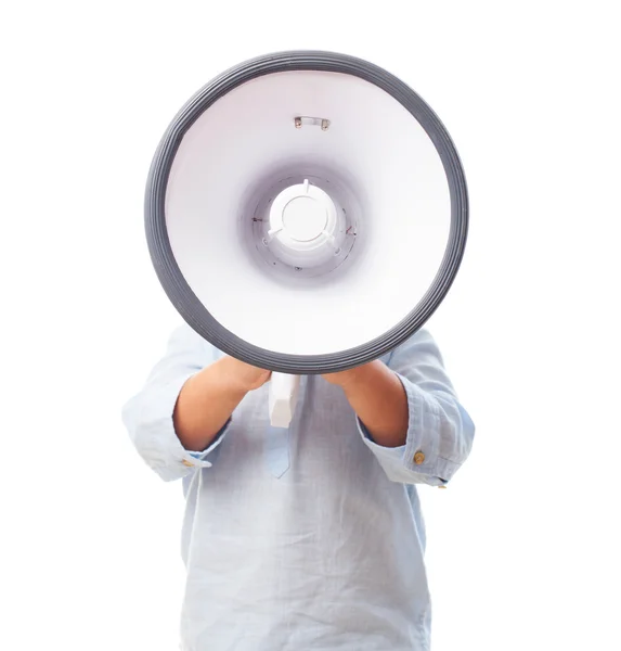 Little boy with megaphone — Stock Photo, Image