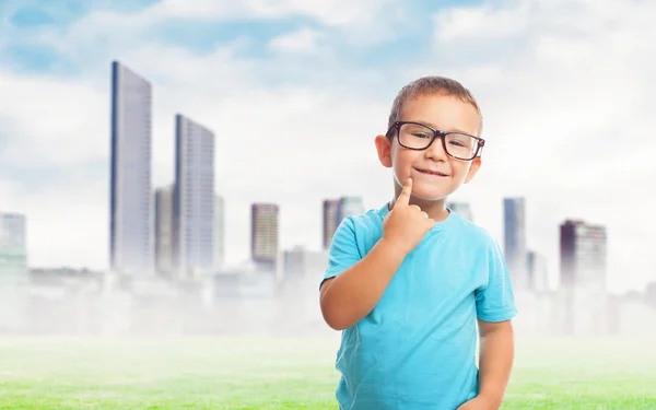 Little boy with think gesture — Stock Photo, Image