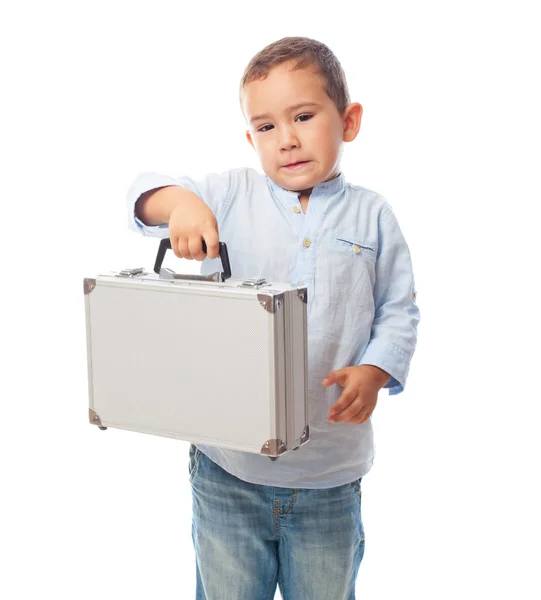 Little boy holding briefcase — Stock Photo, Image