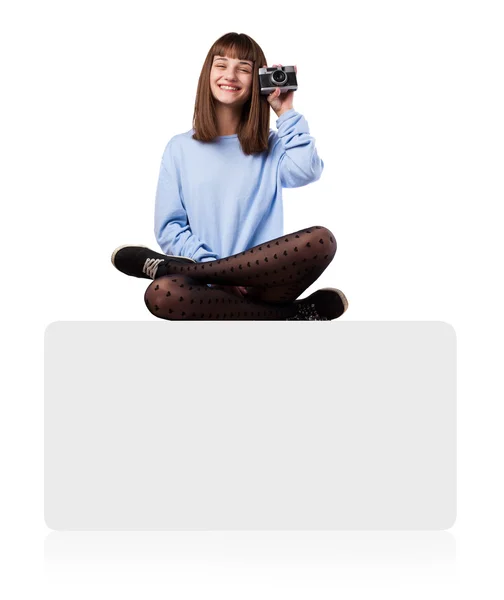 Young woman taking photo — Stock Photo, Image