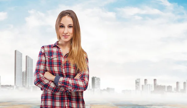 Young woman with arms crossed — Stock Photo, Image