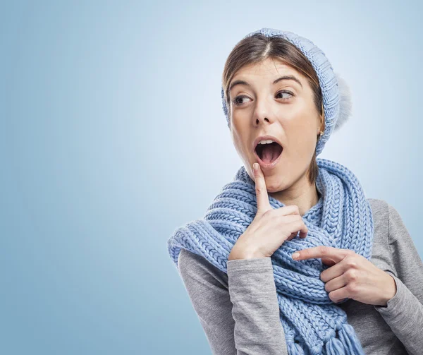 Pretty girl with surprised gesture — Stock Photo, Image