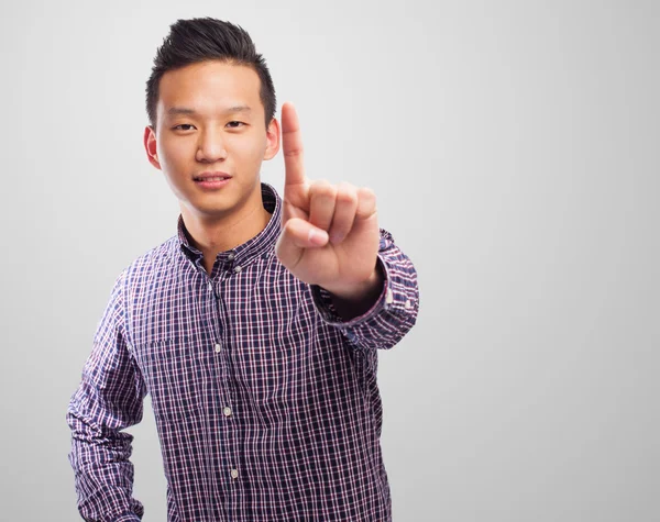 Asian man doing one gesture — Stock Photo, Image