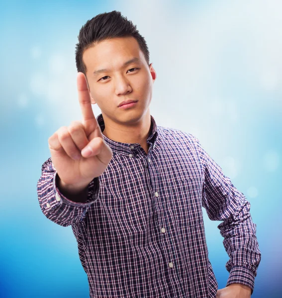 Asian man doing one gesture — Stock Photo, Image