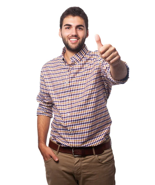 Young man with thumb up — Stock Photo, Image