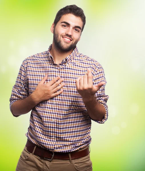 Schöner Mann mit Liebesgeste — Stockfoto