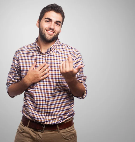 Handsome man doing love gesture — Stock Photo, Image