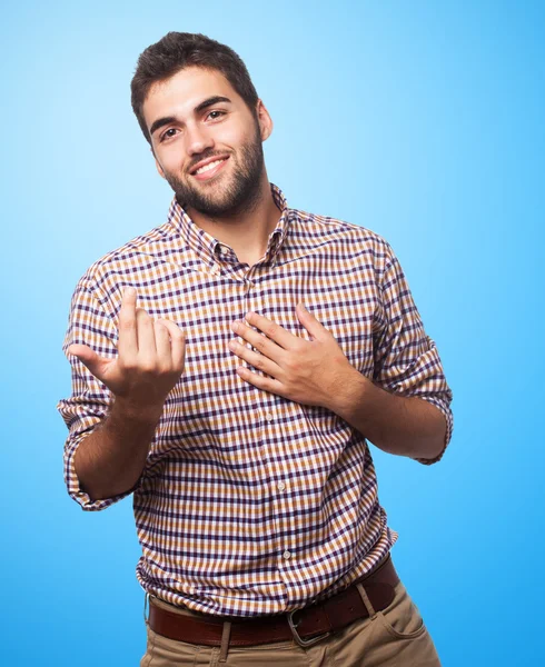 Schöner Mann mit Liebesgeste — Stockfoto