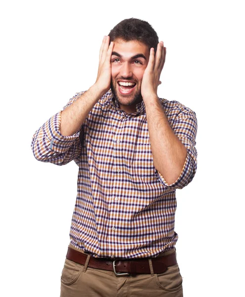 Crazy man doing mad gesture — Stock Photo, Image