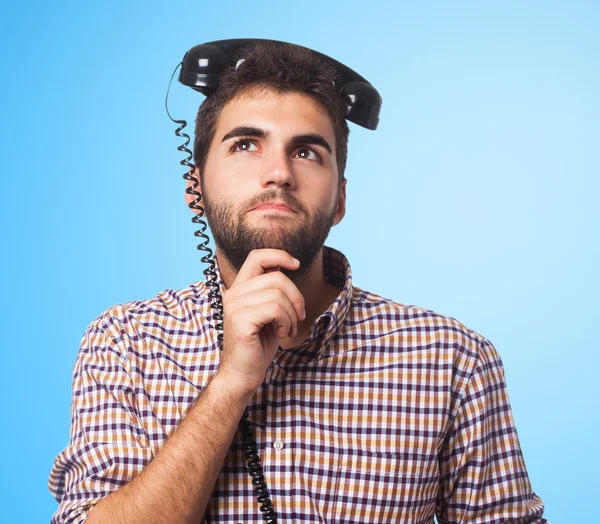 Young man with telephone — Stock Photo, Image