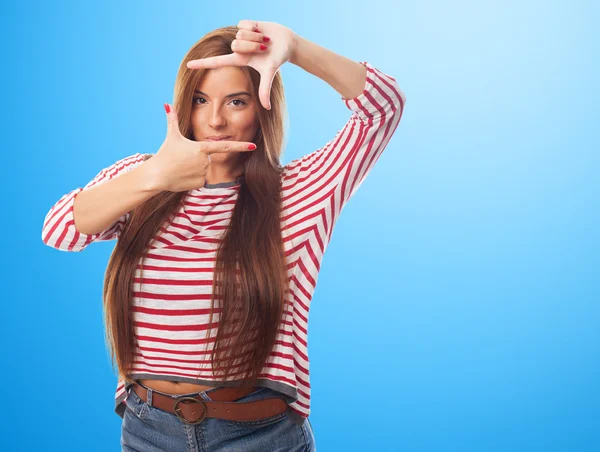 Woman doing a frame gesture — Stock Photo, Image
