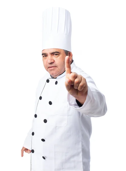 Cook man doing a number one — Stock Photo, Image