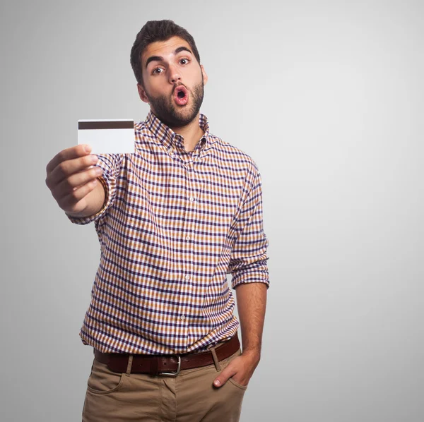 Man holding a credit card — Stock Photo, Image