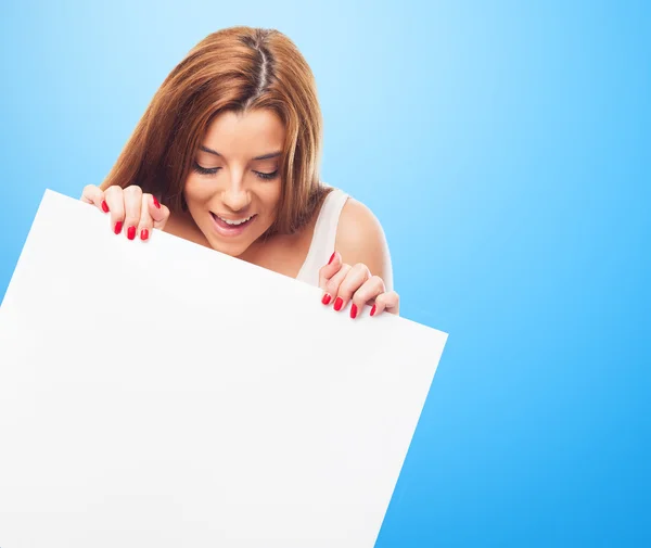 Junge Frau mit einem Banner — Stockfoto