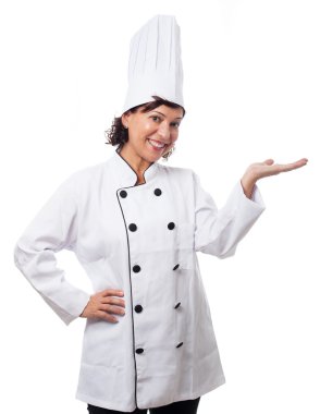 Kadın beyaz üzerinde pişirmek hazır