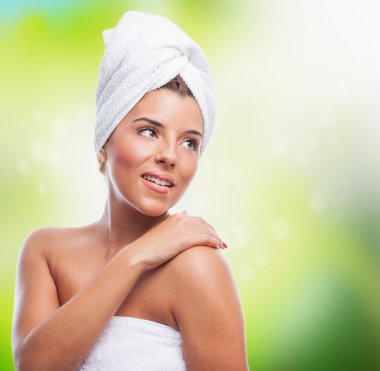 Bir banyo sonra güzel kadın