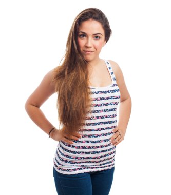 duran genç ve güzel kadın