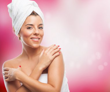 Bir banyo sonra sevimli kadın