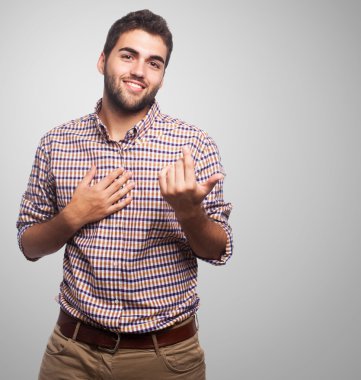 Aşk bir jest yapan erkek