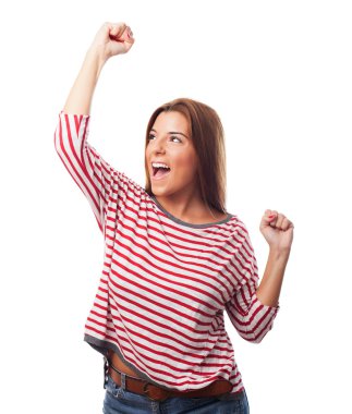 Kadının bir kazanan jest yapması