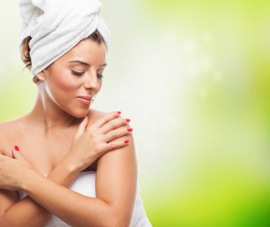 Bir banyo sonra güzel kadın