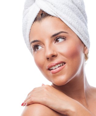 Bir banyo sonra güzel kadın