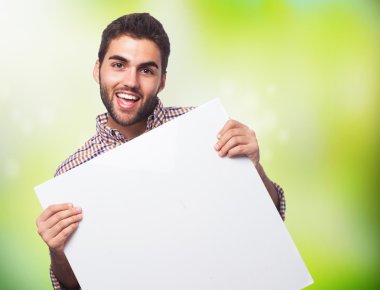 Man holding a banner