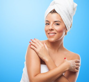 Bir banyo sonra sevimli kadın