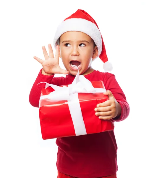Little boy with a gift — Stock Photo, Image
