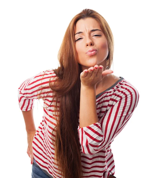 Žena posílat polibek — Stock fotografie
