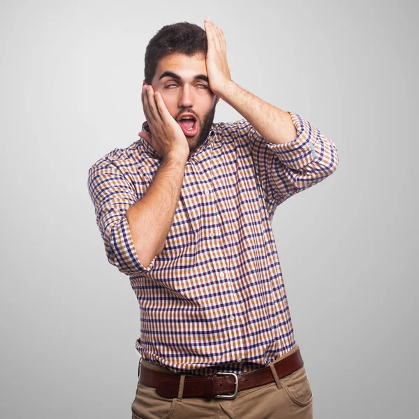 Man doing a crazy gesture — Stock Photo, Image