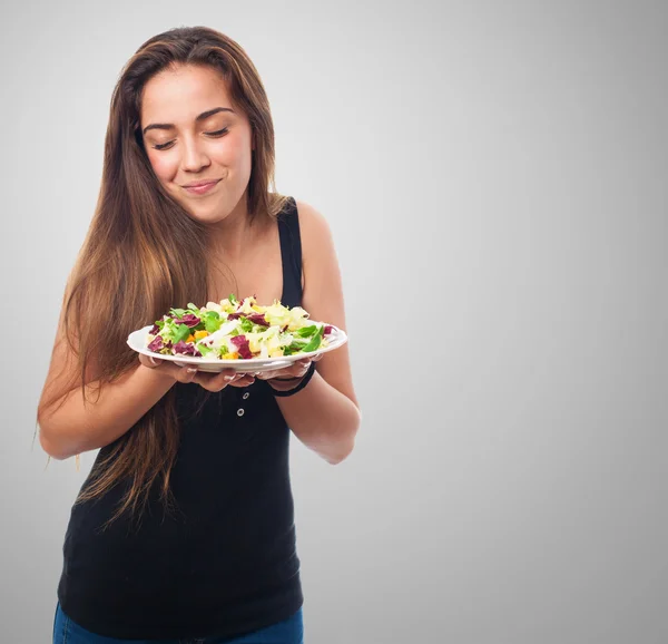 Woman holding a delicious salad — Stock Photo, Image