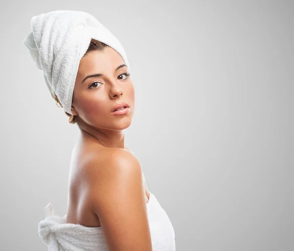 Young woman after taking a bath — Stock Photo, Image