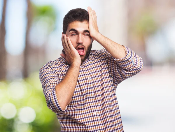 Man doing a crazy gesture — Stock Photo, Image