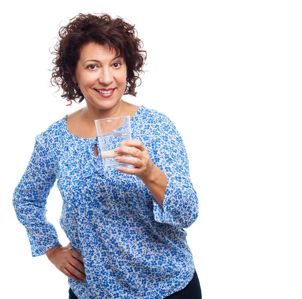 Woman holding a glass of water — Stock Photo, Image