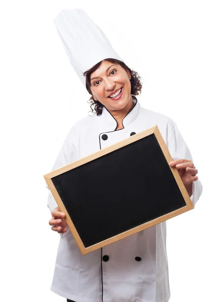 Mujer sosteniendo una tabla — Foto de Stock