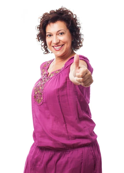 Mulher fazendo um gesto positivo — Fotografia de Stock
