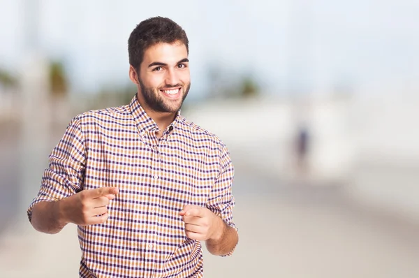 Man wijzen naar voorgrond — Stockfoto