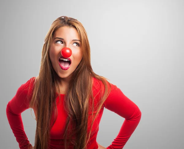 Frau im Clownskostüm — Stockfoto