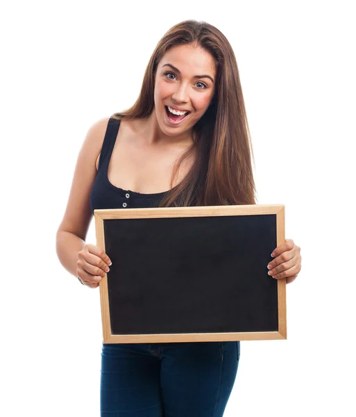 Bir kara tahta holding öğrenci — Stok fotoğraf