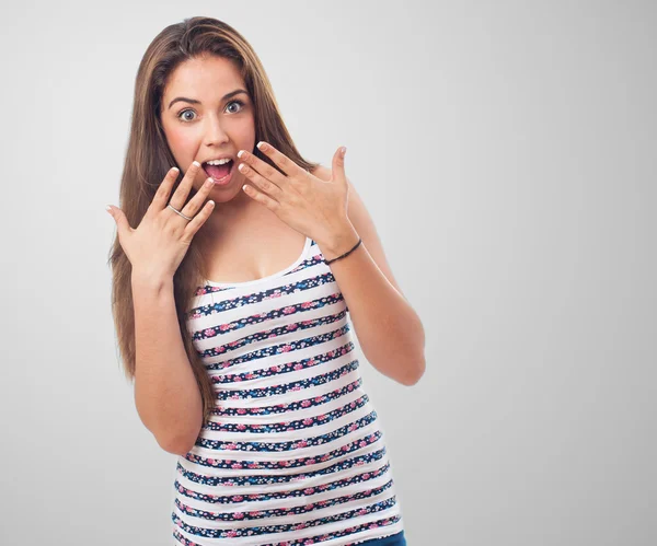 Chica sorprendida haciendo gestos —  Fotos de Stock