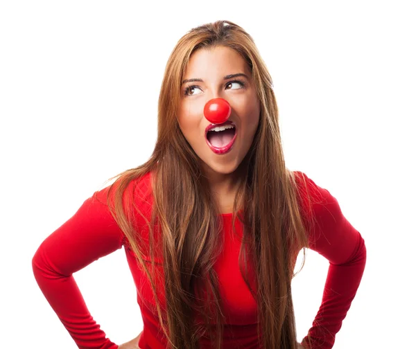 Frau im Clownskostüm — Stockfoto